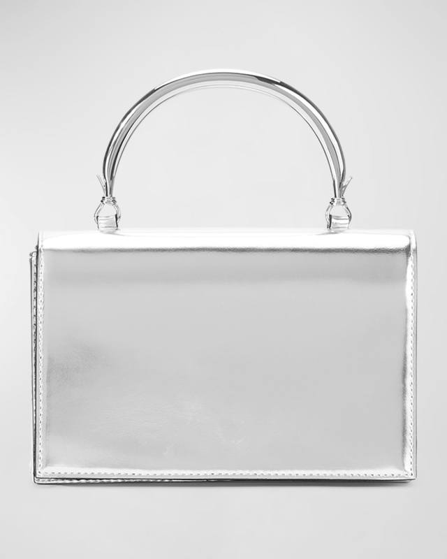Arc Metallic Leather Top-Handle Bag