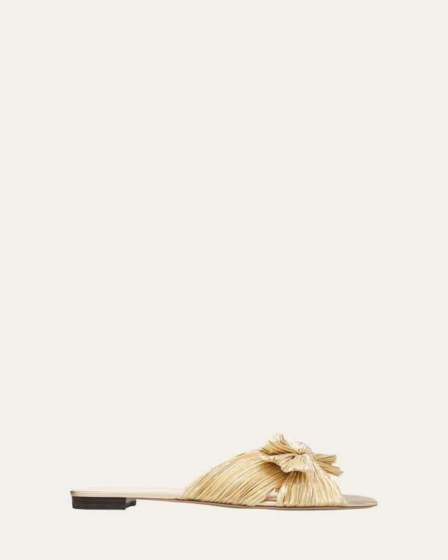 Daphne Metallic Knotted Slide Sandals