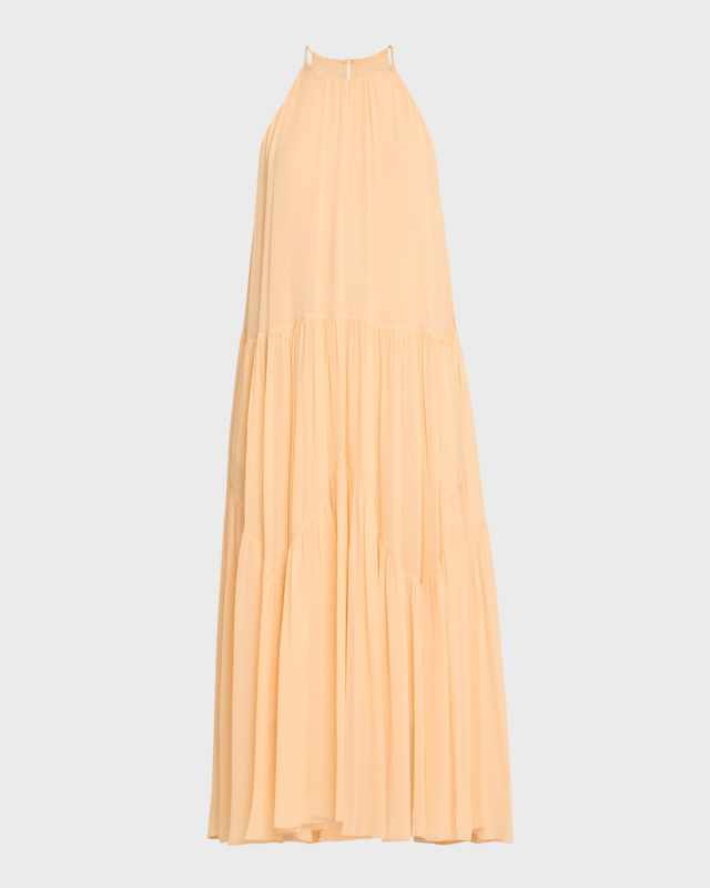 Silk Georgette Tiered Midi Dress