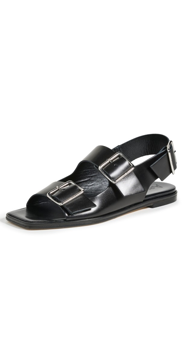 AEYDE Tekla Calf Leather Black Sandals Black