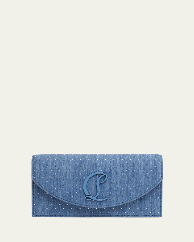 Loubi54 Strass Denim Clutch Bag