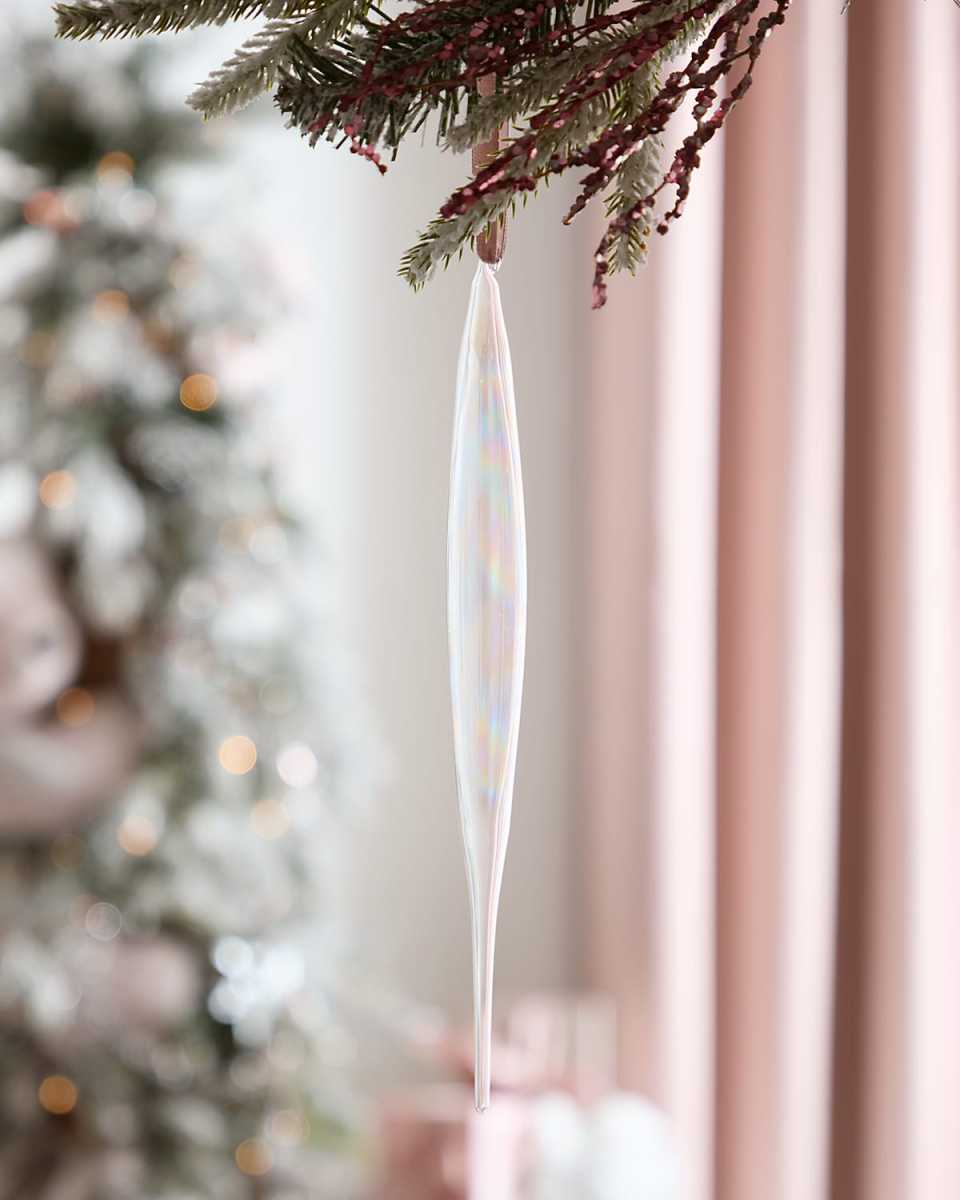 Clear Elliptical Bubblegum Christmas Ornament