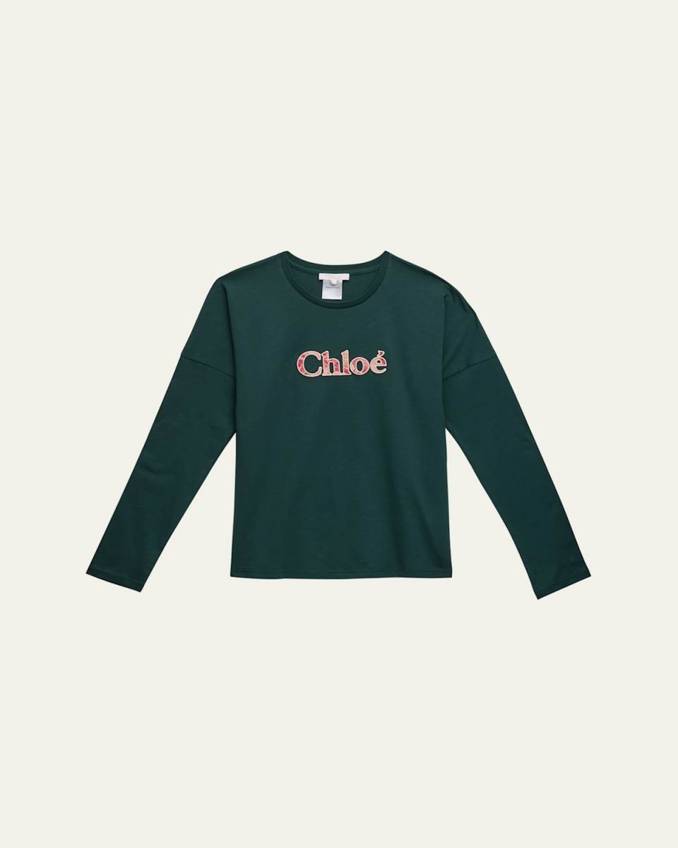 Girl's Embroidered Logo-Print T-Shirt, Size 8-14