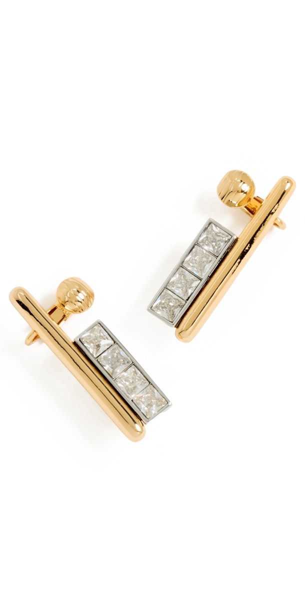 DEMARSON Brynn Ear Climber Earrings 12K Shiny Gold/Ir/Crystal