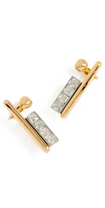 DEMARSON Brynn Ear Climber Earrings 12K Shiny Gold/Ir/Crystal