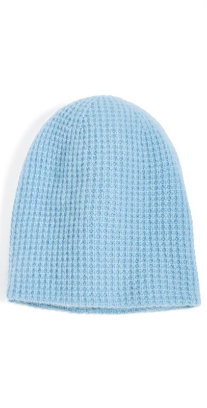 White + Warren Cashmere Waffle Beanie Slate Blu