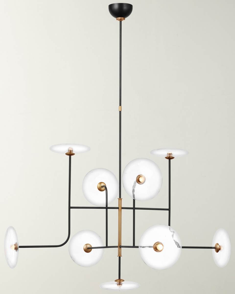 Calvino X-Large Arched Chandelier In Aged Iron And Hand-Rubbed Antique Brass With Clear Glass By Ian K. Fowler