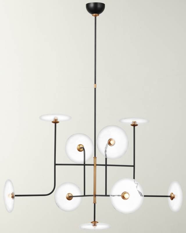 Calvino X-Large Arched Chandelier In Aged Iron And Hand-Rubbed Antique Brass With Clear Glass By Ian K. Fowler