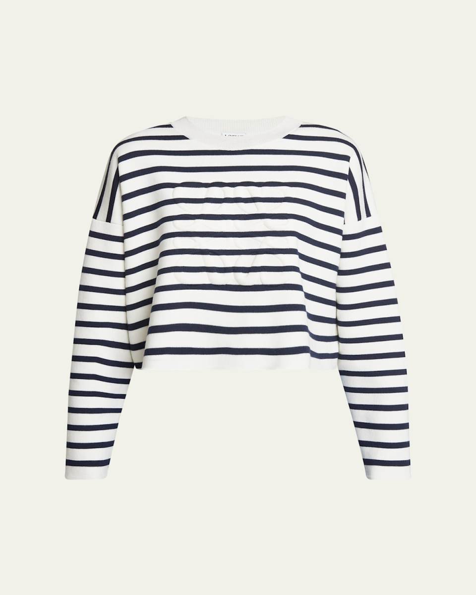 Striped Wool-Blend Sweater with Anagram Detail