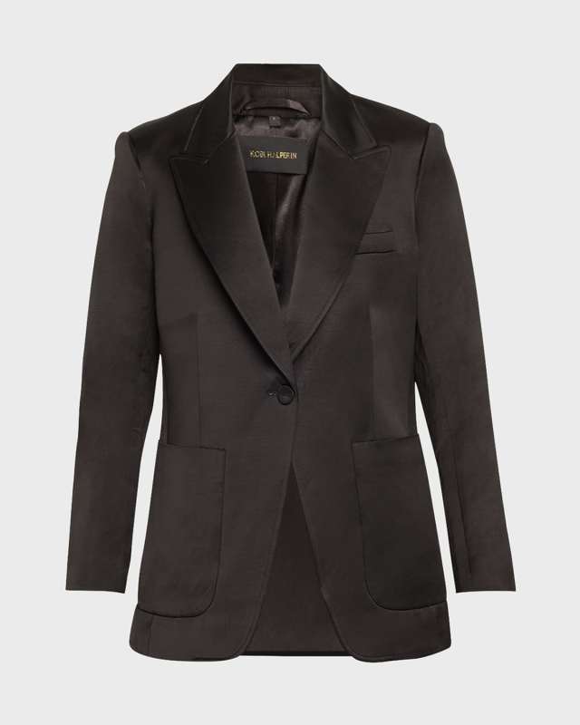 Francesca Single-Button Satin Jacket