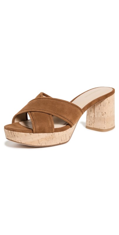 Veronica Beard Dory Platform Sandals Caramel