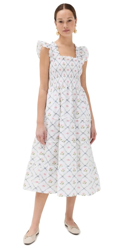 Hill House Home The Ellie Nap Dress Butterfly Trellis in Multi