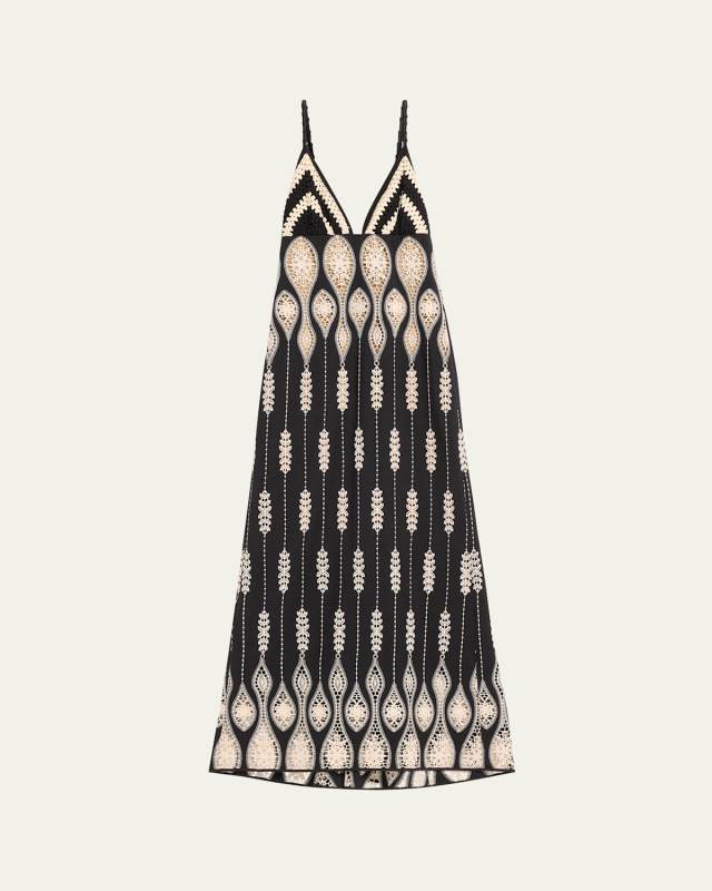 Leaving Tradition Eyelet Crochet Backless Maxi Dress