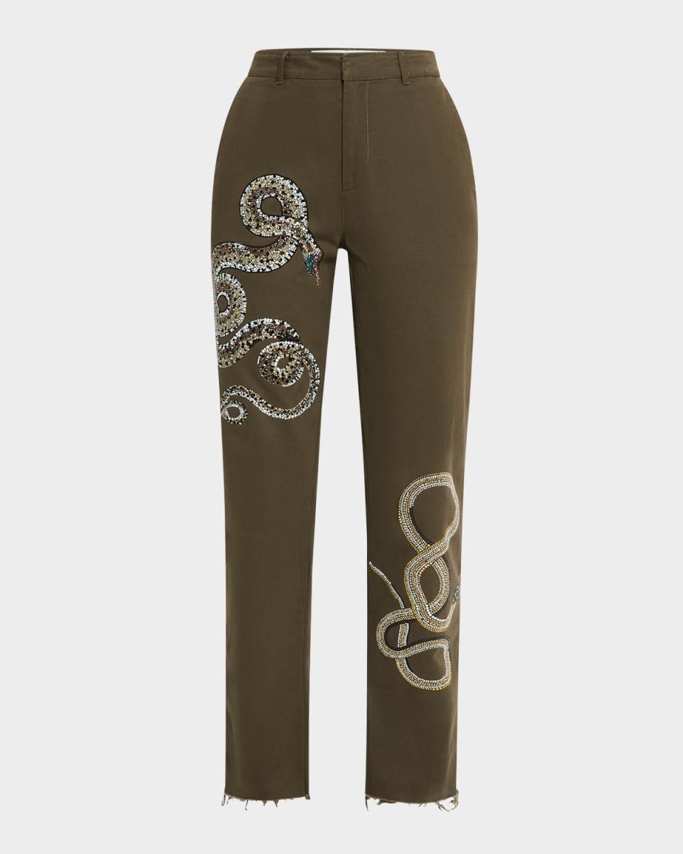 Reptilian Straight-Leg Ankle Chino Pants
