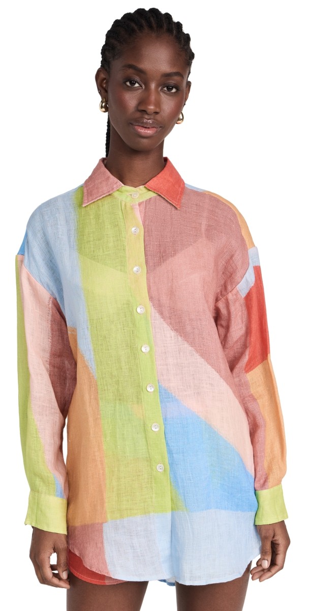 Vitamin A Playa Linen Boyfriend Shirt Abc