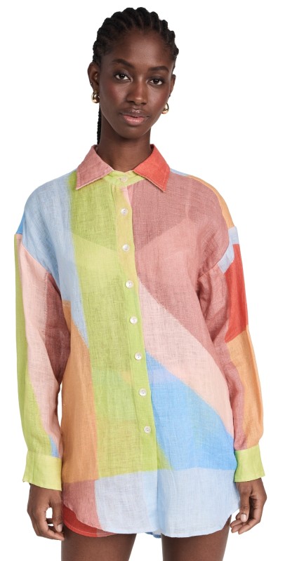 Vitamin A Playa Linen Boyfriend Shirt Abc