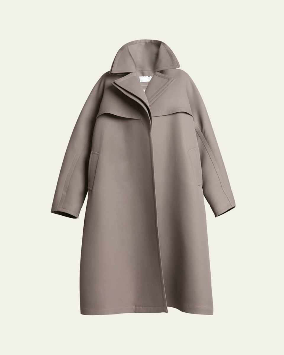 Layered Collar Slit-Sleeve Trench Coat