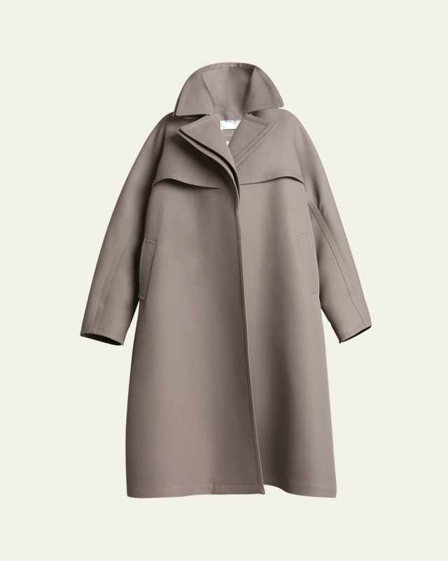 Layered Collar Slit-Sleeve Trench Coat
