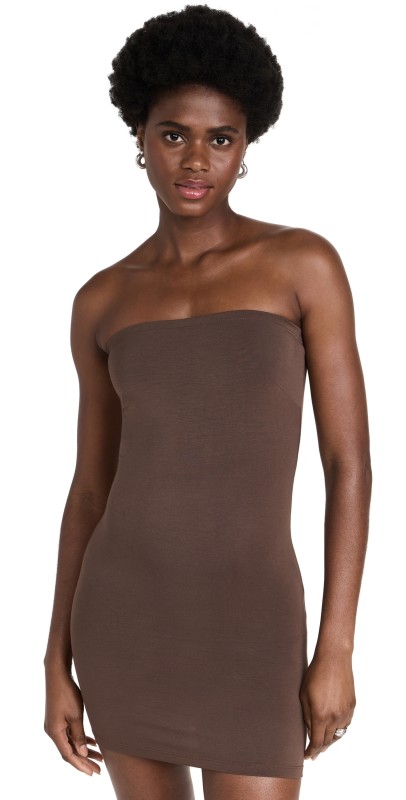Stripe & Stare Stripe and Stare x Camille Charriere Bandeau Slip Dress Chocolate