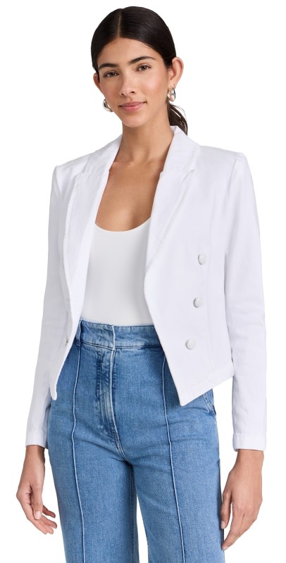 L'AGENCE Wayne Crop Double Breast Jacket Blanc