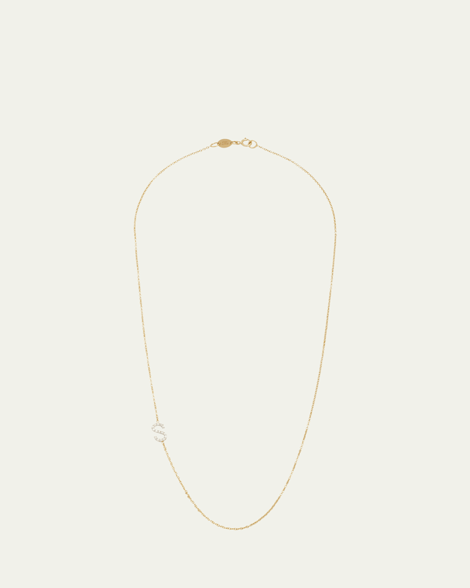 14K Gold Personalized 0.11ct Asymmetric Diamond Initial Necklace