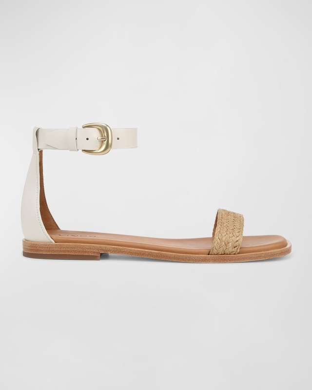 Martina Raffia Ankle-Strap Sandals