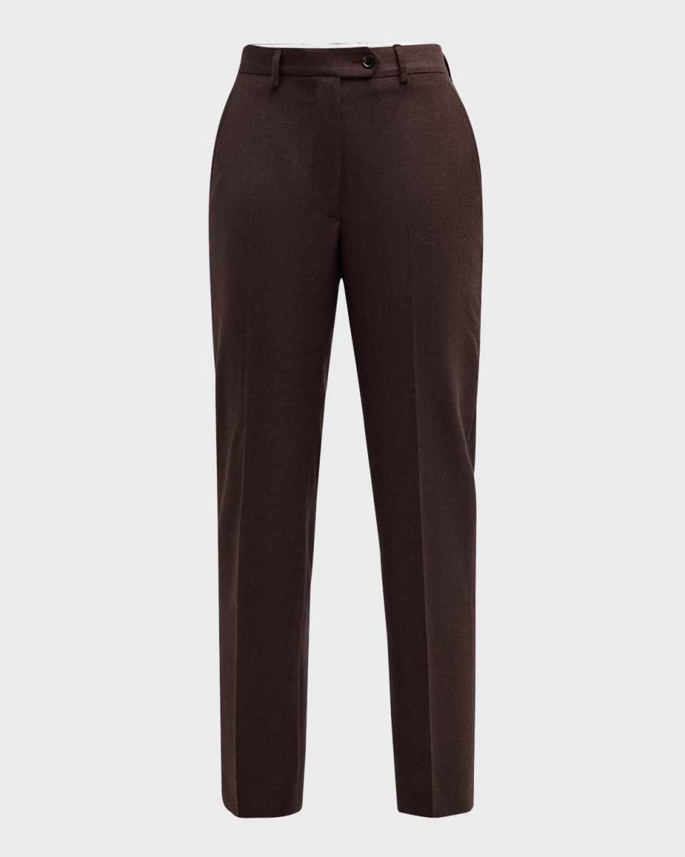 Mid-Rise Straight-Leg Crop Wool Pants