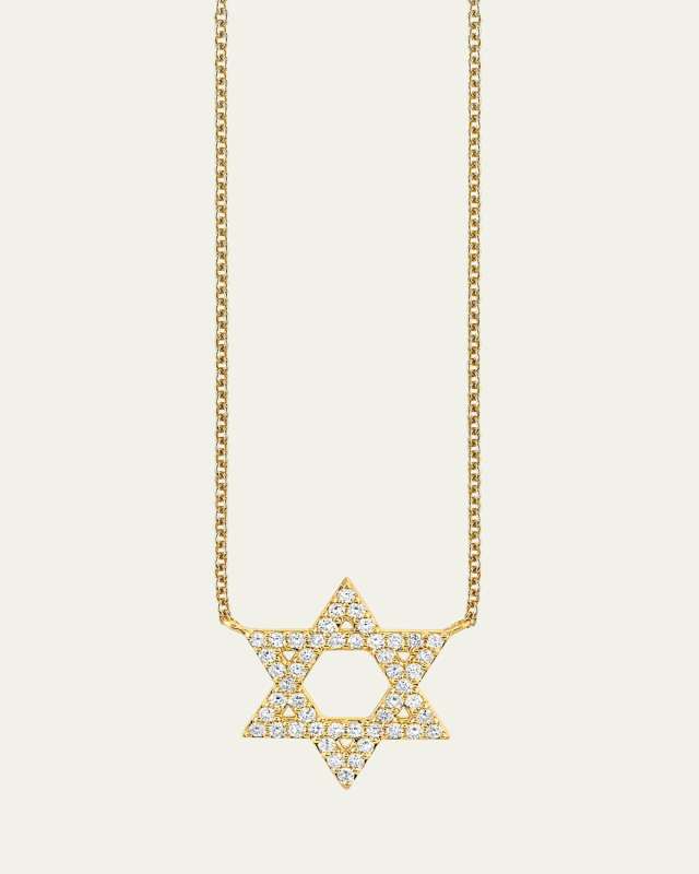 14K Yellow Gold and Diamond Star of David Necklace
