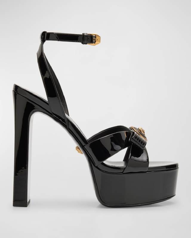 Gianni Patent Bow Platform Sandals