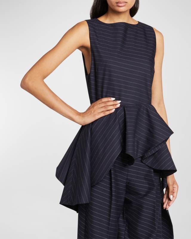 Pinstripe Sleeveless Peplum Top