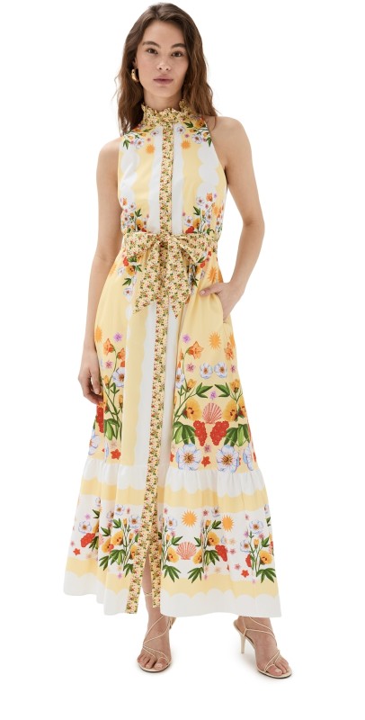 Borgo de Nor Biba Cotton Dress Terrazo Flower Yellow
