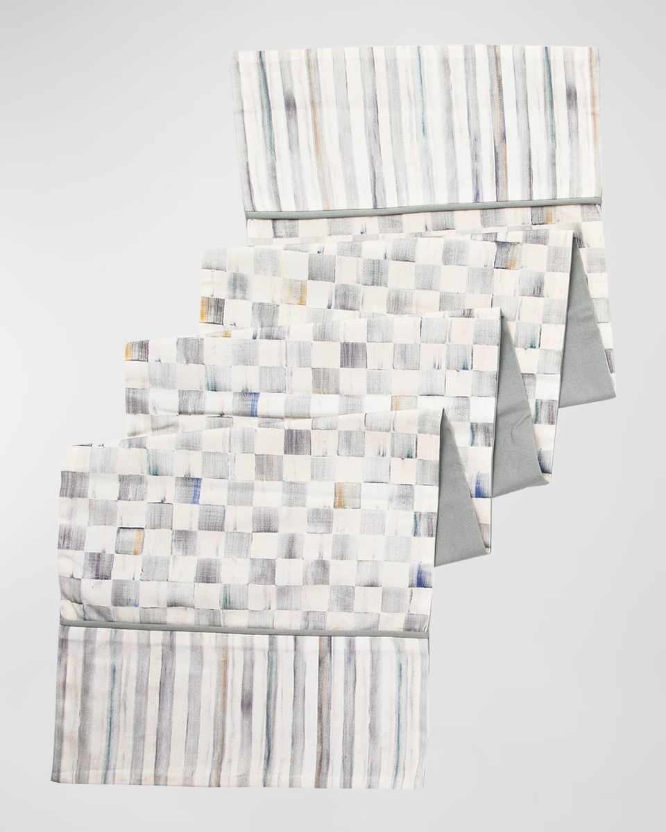 Sterling Check and Stripe Table Runner, 14" x 72"