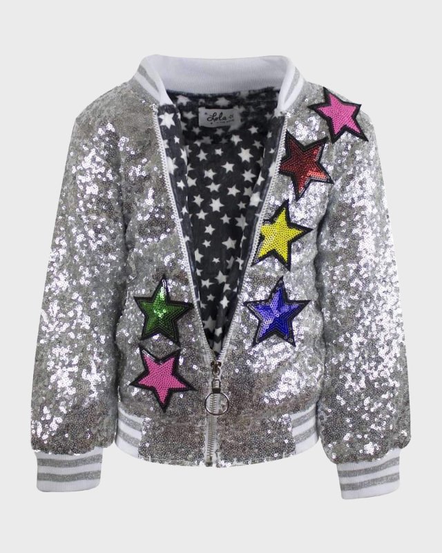 Girl's Unicorn Sequined Bomber Jacket, Size 2-