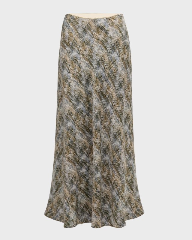 Bias-Cut Flared Maxi Skirt