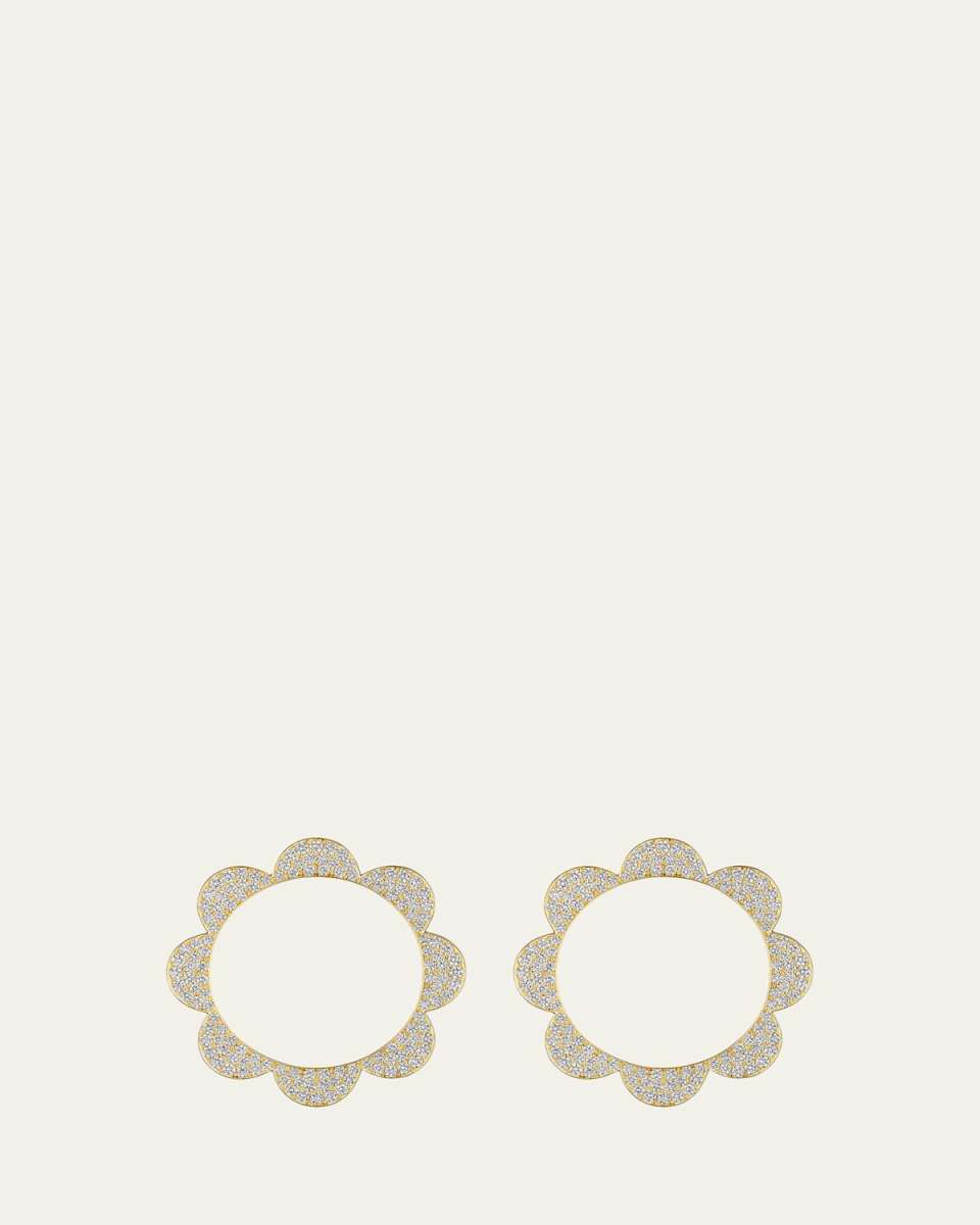18k Gold Medium Bloom Triplet Diamond Stud Earrings