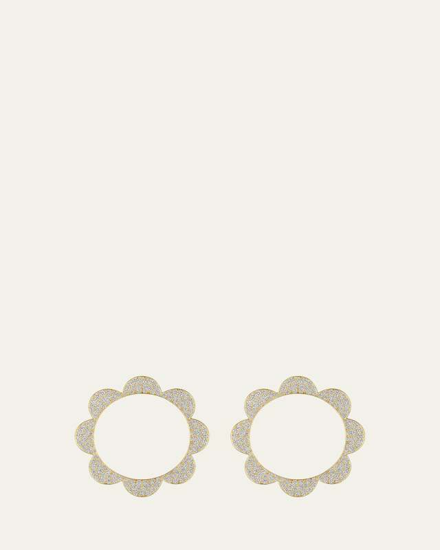 18k Gold Medium Bloom Triplet Diamond Stud Earrings