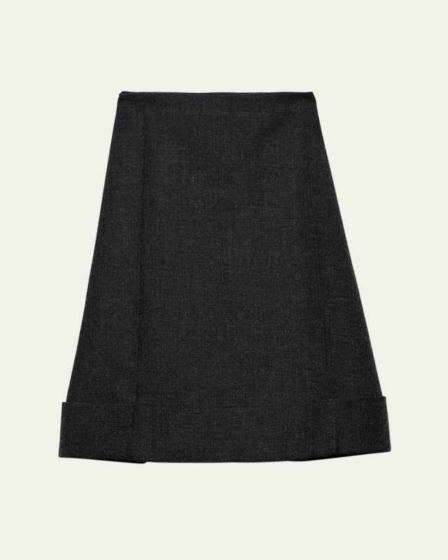 A-Line Midi Wool Skirt