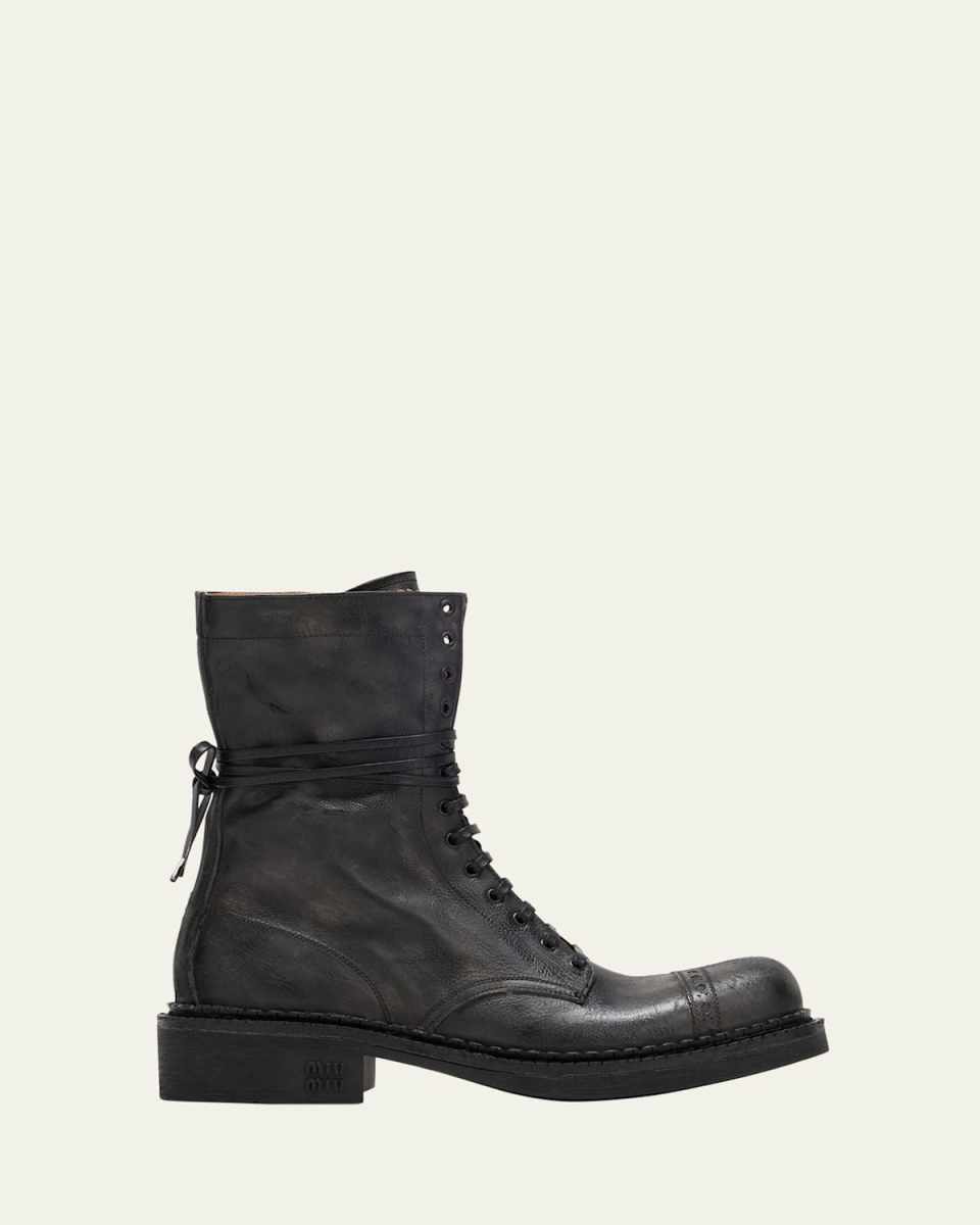 Calfskin Cap-Toe Combat Boots