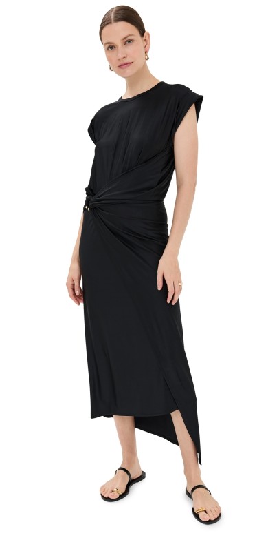 rabanne Draped Dress with Signature Piercing Black