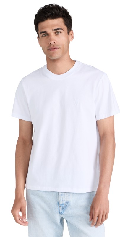 AMI ADC Unisex Classic Fit Tonal Logo Tee Wool Gabardine White