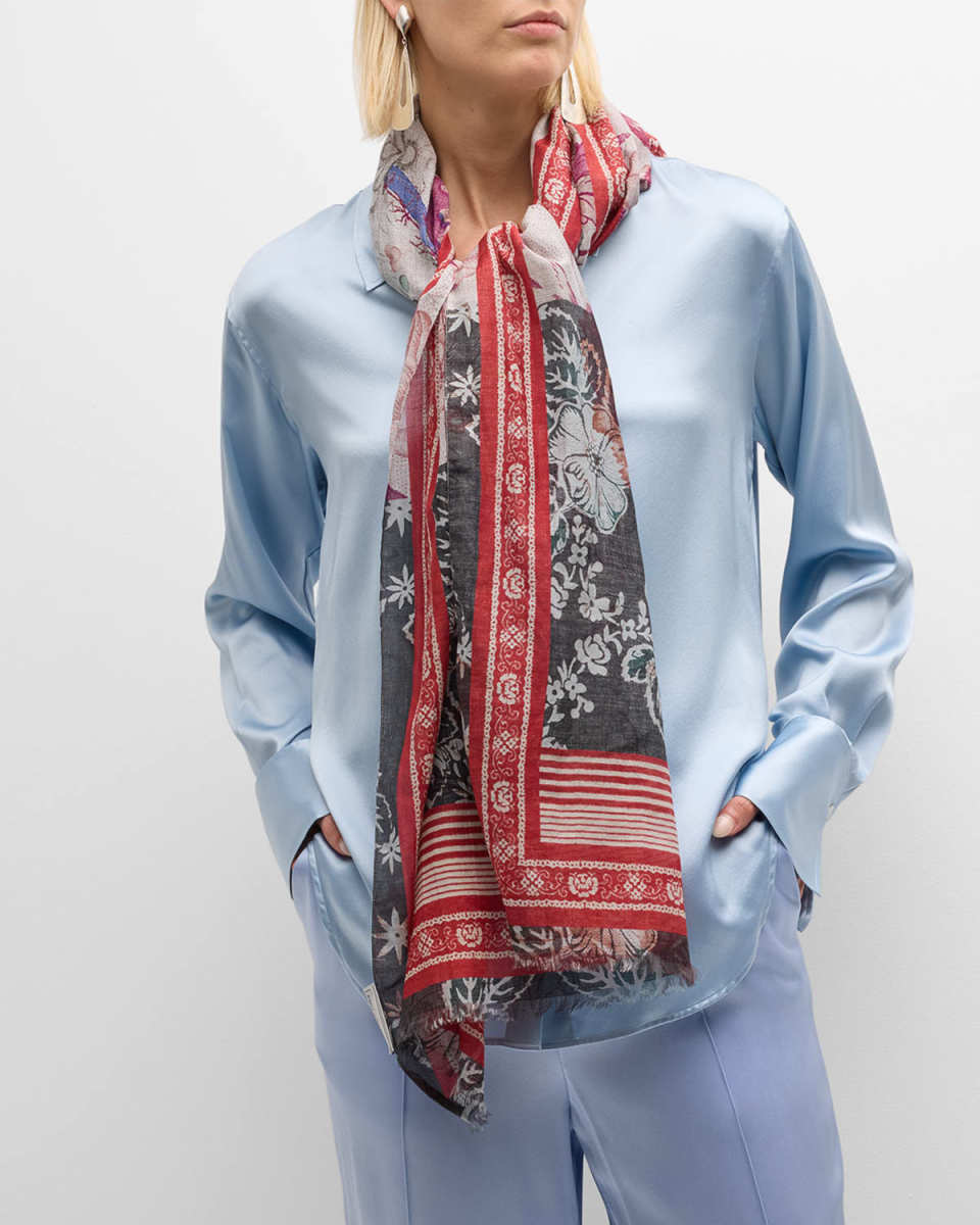 Floral Cotton & Silk Scarf