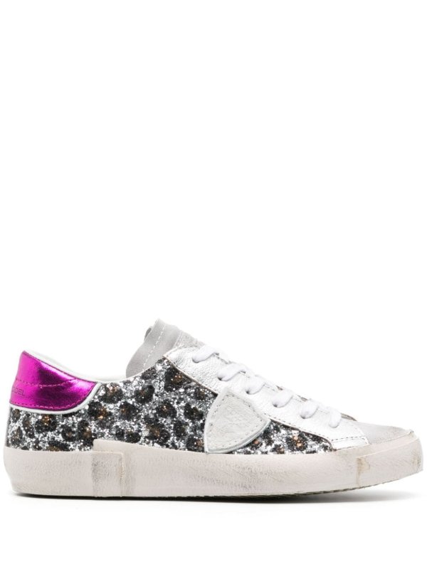 Paris glitter-detail sneakers