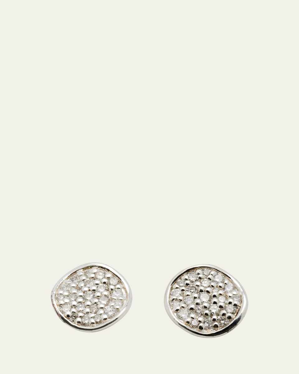 Mini Flower Stud Earrings in Sterling Silver with Diamonds