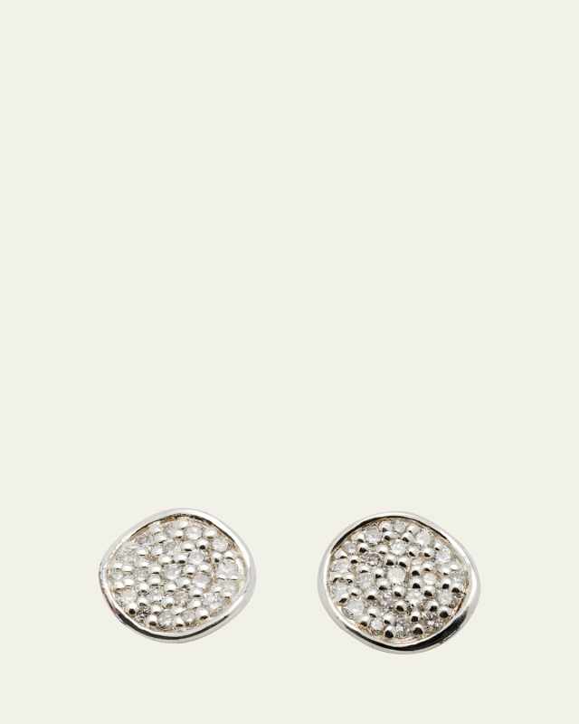 Mini Flower Stud Earrings in Sterling Silver with Diamonds