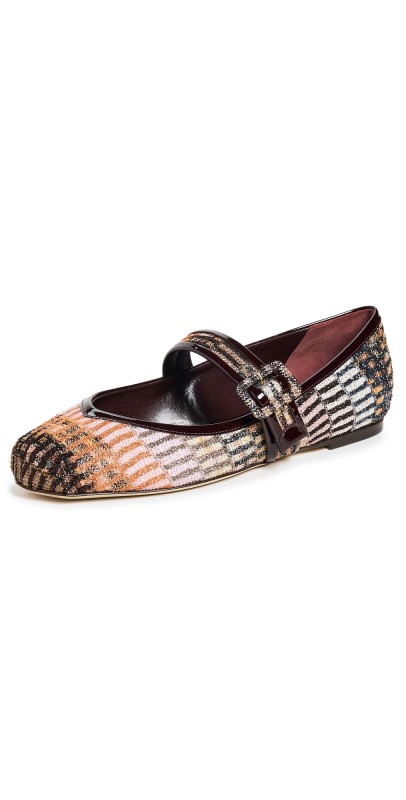 Missoni Jean Flats Fabric Metallic Pixel Brown
