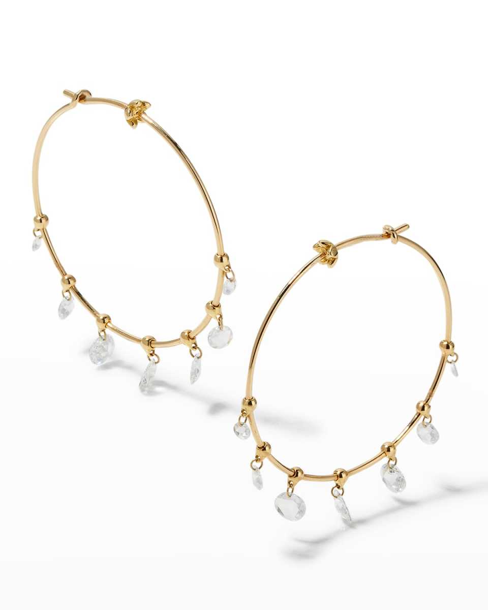 Wind Chimes Hoop Earrings in 18K Gold & White Diamonds
