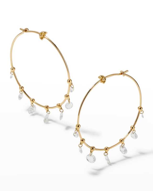 Wind Chimes Hoop Earrings in 18K Gold & White Diamonds