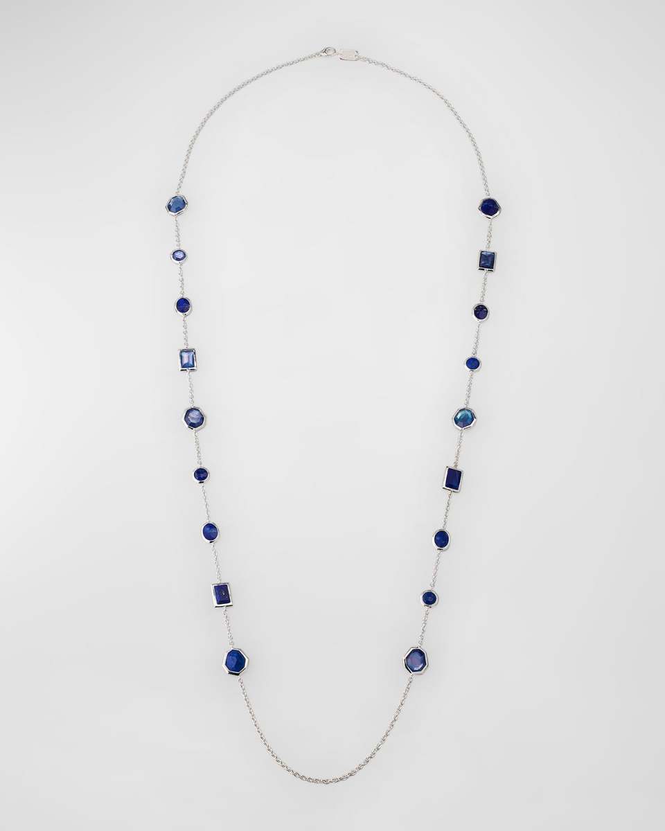 Rock Candy Mixed-Cut Sterling Silver Station Necklace, 36"