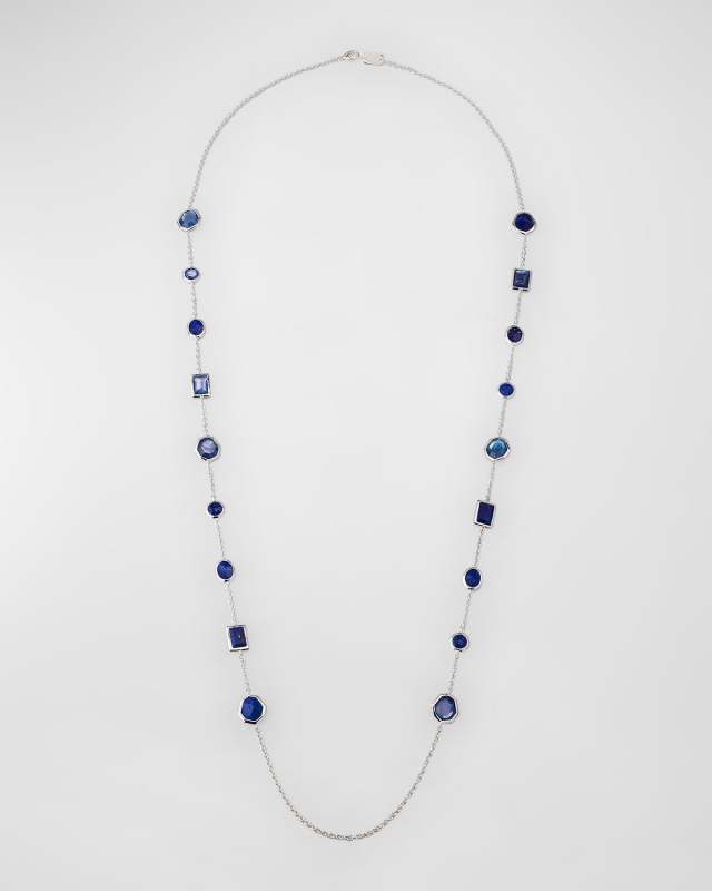 Rock Candy Mixed-Cut Sterling Silver Station Necklace, 36"