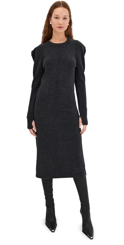 Lemaire Crew Neck Midi Dress Anthracite Melange